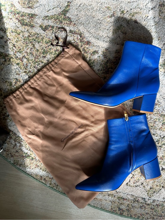 Gianvito Rossi Shoes - Gianvito Rossi Royal Blue Leather Ankle Boots